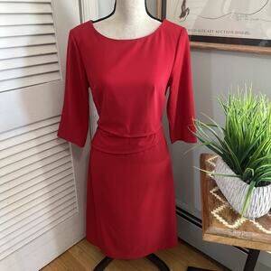 Vintage J Peterman Dress Womens 6 Red Midi Classic Cocktail Retro 90s Minimalist